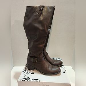 Rampage Women's Dark Brown Block Heel Tall Boots ~ Size 8M ~ Original Box